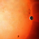 Interpretación artística del exoplaneta NGTS-4B, en tránsito por delante de su estrella.